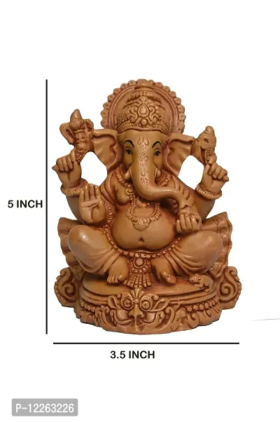 KariGhar? Ganesh, Ganpati Bappa, Ganesha Idol for Car Dashboard / Home/ Living Room/ Puja Room/ Gifting { Brown, ( 2.8 x 3.5 x 5 Inch ) ( 7 x 9 x 12 cm) }-thumb3