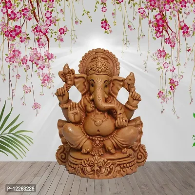 KariGhar? Ganesh, Ganpati Bappa, Ganesha Idol for Car Dashboard / Home/ Living Room/ Puja Room/ Gifting { Brown, ( 2.8 x 3.5 x 5 Inch ) ( 7 x 9 x 12 cm) }