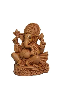 KariGhar? Ganesh, Ganpati Bappa, Ganesha Idol for Car Dashboard / Home/ Living Room/ Puja Room/ Gifting { Brown, ( 2.8 x 3.5 x 5 Inch ) ( 7 x 9 x 12 cm) }-thumb3