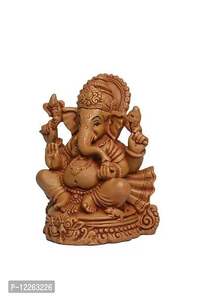 KariGhar? Ganesh, Ganpati Bappa, Ganesha Idol for Car Dashboard / Home/ Living Room/ Puja Room/ Gifting { Brown, ( 2.8 x 3.5 x 5 Inch ) ( 7 x 9 x 12 cm) }-thumb4