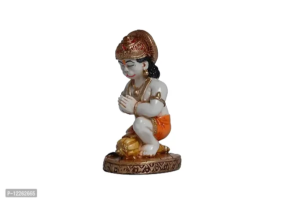 KARIGHAR Hanuman Idol for Home/ Living Room/ Puja Room/ Gifting (Brown, 2X1.75X3.5 inches) (White  Orange)-thumb2