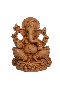 KariGhar? Ganesh, Ganpati Bappa, Ganesha Idol for Car Dashboard / Home/ Living Room/ Puja Room/ Gifting { Brown, ( 2.8 x 3.5 x 5 Inch ) ( 7 x 9 x 12 cm) }-thumb1