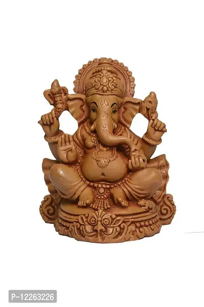 KariGhar? Ganesh, Ganpati Bappa, Ganesha Idol for Car Dashboard / Home/ Living Room/ Puja Room/ Gifting { Brown, ( 2.8 x 3.5 x 5 Inch ) ( 7 x 9 x 12 cm) }-thumb2