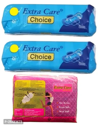 Extra Care Choice Sanitary Pads Extra Care Dry Net With Best Dry Feel Protection - Pack Of 3