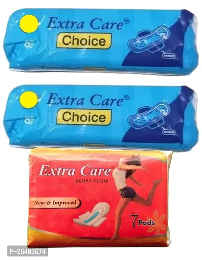 Extra Care Choice Sanitary Pads Extra Care Heavy Flow With Best Dry Feel Protection - Pack Of 3