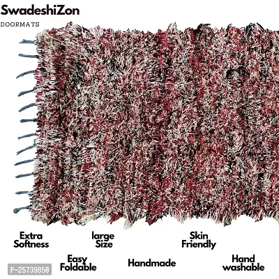 SwadeshiZon Modern Microfibre Polyester Shaggy Bedside Runner, Soft Rug for Bedroom Living Room Kitchen 150x60 cm / 5x2 feet (Red Mix)-thumb2