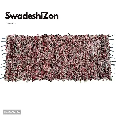 SwadeshiZon Modern Microfibre Polyester Shaggy Bedside Runner, Soft Rug for Bedroom Living Room Kitchen 150x60 cm / 5x2 feet (Red Mix)-thumb5