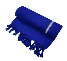 SwadeshiZon Cotton Blue Traditional Pooja Hand And Face Towels/Angvastram/Gamcha With Border - Pack Of 2 (Standard Size 60X30 In) Color- Blue-thumb1