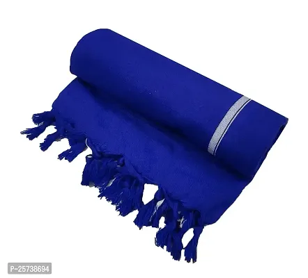 SwadeshiZon Cotton Blue Traditional Pooja Hand And Face Towels/Angvastram/Gamcha With Border - Pack Of 2 (Standard Size 60X30 In) Color- Blue-thumb2