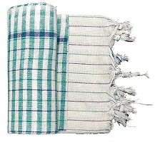 SwadeshiZon Cotton Khadi Towel/Gamcha 100% Pure Cotton (White + Green) Bath Towel/Face Towel/Large Size Towel-thumb2