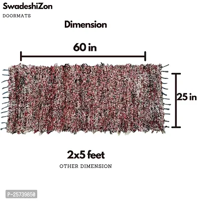 SwadeshiZon Modern Microfibre Polyester Shaggy Bedside Runner, Soft Rug for Bedroom Living Room Kitchen 150x60 cm / 5x2 feet (Red Mix)-thumb4