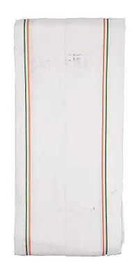 SwadeshiZon Special Soft Cotton Khadi Towel/Gamcha with Tiranga Strip(White )-thumb1