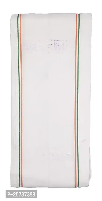 SwadeshiZon Special Soft Cotton Khadi Towel/Gamcha with Tiranga Strip(White )-thumb2