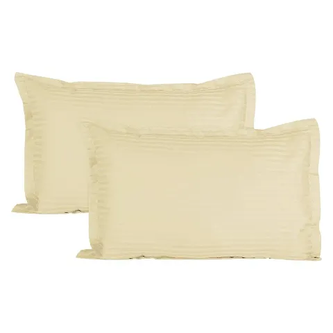SwadeshiZon Ahmedabad Cotton Sateen Striped 300TC Premium Cotton Standard 2 Pillow Covers