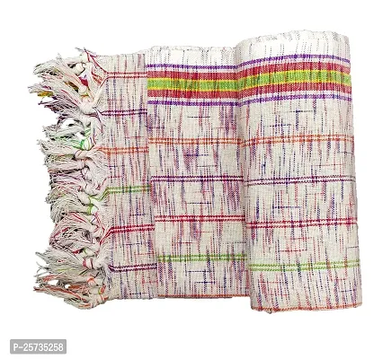 SwadeshiZon 100% Cotton Khadi Bath Towel / Gamcha Pure Cotton (Multi Color, 30X70 in)-thumb3