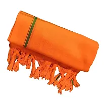 SwadeshiZon Orange Traditional Pooja Hand and Face Towels/AngVastram/Gamcha with Border - Pack of 2 (Free Size) (Orange)-thumb2