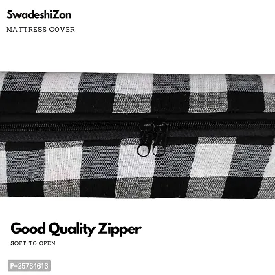SwadeshiZon Cotton Mattress Cover Protector with Zip for Queen Size Bed (Multicolor, 78 X 60 X 6)-thumb5