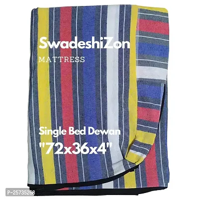 SwadeshiZon Cotton Mattress Protector/Cover Single Bed with Zip/Chain, (Multicolour, 72x36x5 inches / 3x6 Feet)-thumb0
