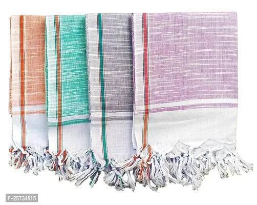 SwadeshiZon Pure Cotton Khadi Towel Gamcha for Bath Extra Large Size | Super Soft | Dry Faster | More Absorbent | Light Weight | 32 x 72 inches , Multicolor , Combo Set of 4