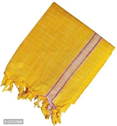 SwadeshiZon Pure Cotton Bath Towel Gamcha Cotton Khadi Medium Size | 30X70 inches | Color - Yellow | Super Soft | Light Weight | Set of 1