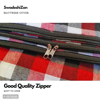 SwadeshiZon Cotton Mattress Protector/Cover with Zip/Chain, Multicolour (Color May Vary)-thumb4