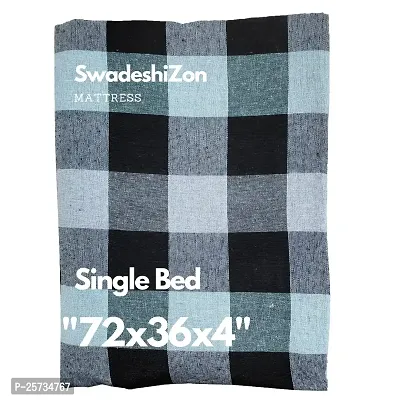 SwadeshiZon Cotton Mattress Cover with Zipper/Chain Single Bed (72x36x4 inches) Color Gray, Pack of 1-thumb2