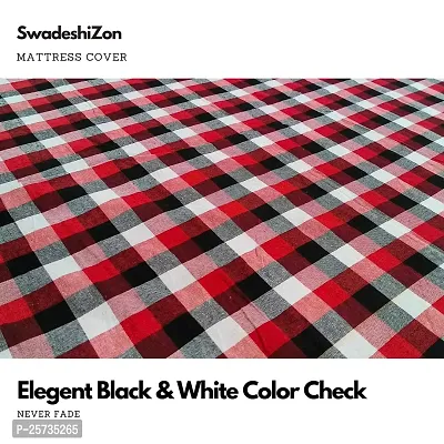 SwadeshiZon Cotton Mattress Protector/Cover with Zip/Chain, Multicolour (Color May Vary)-thumb5