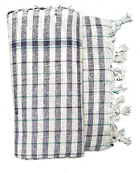 SwadeshiZon 100% Pure Cotton Khadi Bath/Face Towel/Gamcha (White , Black) Large Size-thumb2