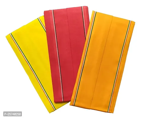 SwadeshiZon Pure Cotton Gamcha Towel (Large Size, 30 in x 70 in , Red, Yellow, Orange) - Combo Set of 3-thumb0