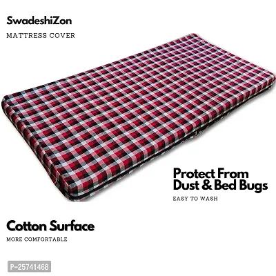 SwadeshiZon Cotton Mattress Cover Single Bed Size | Ultra Soft Breathable- Hypoallergenic | Protect from Dust or Bacteria | Zipper - Chain | 72x36x5 inches / 3x6 Feet, Multicolor-thumb2
