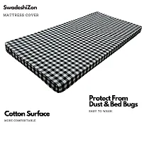 SwadeshiZon Cotton Mattress Protector Cover Diwan Bed Queen Size with Zipper Chain (72x48x5 inches, 4x6 Feet) Black  White Elegant Color Pack of 1pc-thumb1