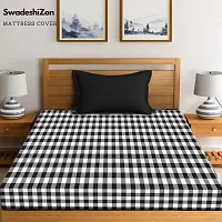 SwadeshiZon Cotton Mattress Protector Cover Diwan Bed Queen Size with Zipper Chain (72x48x5 inches, 4x6 Feet) Black  White Elegant Color Pack of 1pc-thumb2