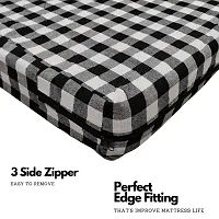 SwadeshiZon Cotton Mattress Protector Cover Diwan Bed Queen Size with Zipper Chain (72x48x5 inches, 4x6 Feet) Black  White Elegant Color Pack of 1pc-thumb3