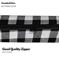 SwadeshiZon Cotton Mattress Protector Cover Diwan Bed Queen Size with Zipper Chain (72x48x5 inches, 4x6 Feet) Black  White Elegant Color Pack of 1pc-thumb4