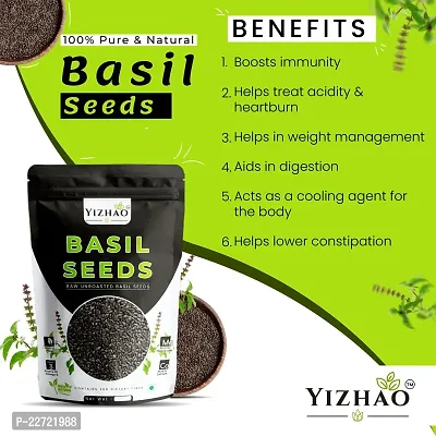 Yizhao- Raw Basil / Sabja /Tukhmariya seed for Weight loss with Omega 3 , Zinc and Fiber Basil Seeds 50g ( Pack of 2 )-thumb5