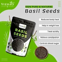 Yizhao- Raw Basil / Sabja /Tukhmariya seed for Weight loss with Omega 3 , Zinc and Fiber Basil Seeds 50g ( Pack of 2 )-thumb1
