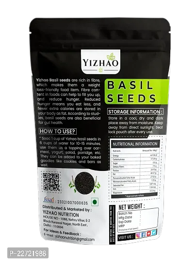 Yizhao- Raw Basil / Sabja /Tukhmariya seed for Weight loss with Omega 3 , Zinc and Fiber Basil Seeds 50g ( Pack of 2 )-thumb3