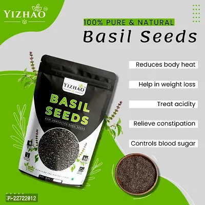 Yizhao Raw Basil / Sabja /Tukhmariya seed for Weight loss with Omega 3 , Zinc and Fiber Basil Seeds 100g ( Pack of 2 )=200g-thumb3