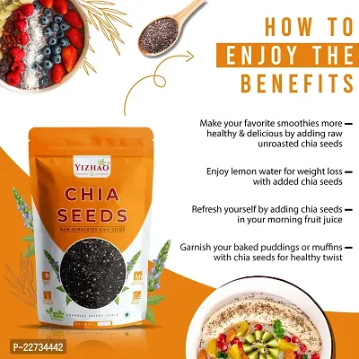 Yizhao - Raw  Unroasted Organic Chia Seeds | Source Of Omega-3| Diet Food | Calcium Rich Chia Seeds 100g ( Pack of 2 ) = 200g-thumb5