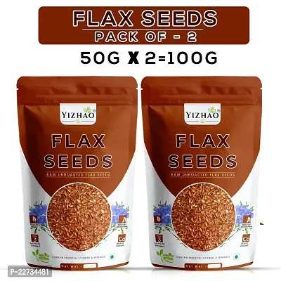 Yizhao - Raw Flax Seeds, Healthy edible Seeds, Rich in Omega 3 Fatty Acid. Weight loss Brown Flax Seeds 50g ( Pack of 2 ) =100g