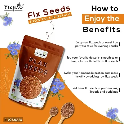 Yizhao - Raw Flax Seeds, Healthy edible Seeds, Rich in Omega 3 Fatty Acid. Weight loss Brown Flax Seeds 200g ( Pack of 2 ) =400g-thumb2