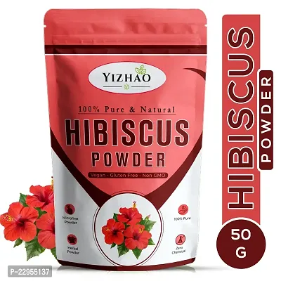 Yizhao - Hibiscus Flower Powder for Face Pack and Hair Mask, Natural Pure Hibiscus Rosa-Sinensis Hair  Skin Care, Gudhal Ka Phool Powder For Dull Hair  Dry Scalp - 50g