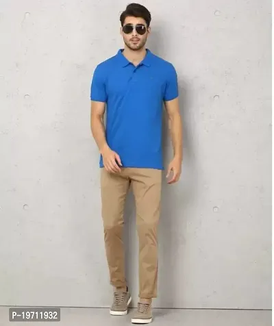 Stylish Red Cotton Blend Solid Polos For Men