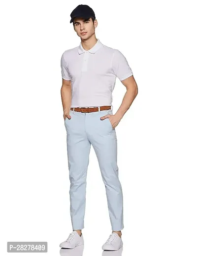 Stylish White Cotton Blend Solid Polos For Men-thumb0