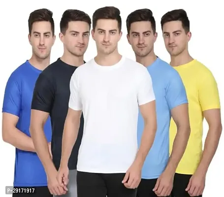 Men Polyester Round neck tshirt for men pack of 5