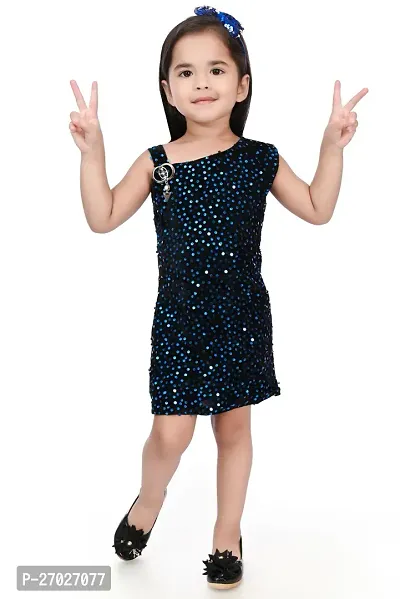 Stylish Black Velvet Embellished A-Line Dress For Girl