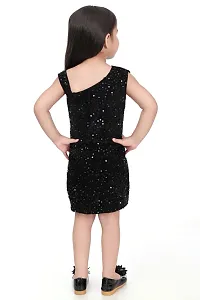 Stylish Black Velvet Embellished A-Line Dress For Girl-thumb1