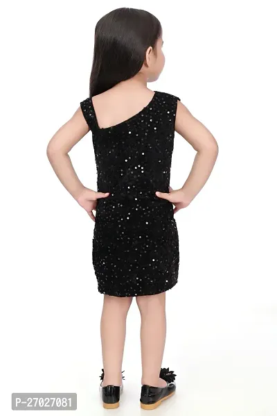 Stylish Black Velvet Embellished A-Line Dress For Girl-thumb2