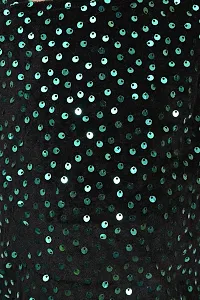 Stylish Green Velvet Embellished A-Line Dress For Girl-thumb2