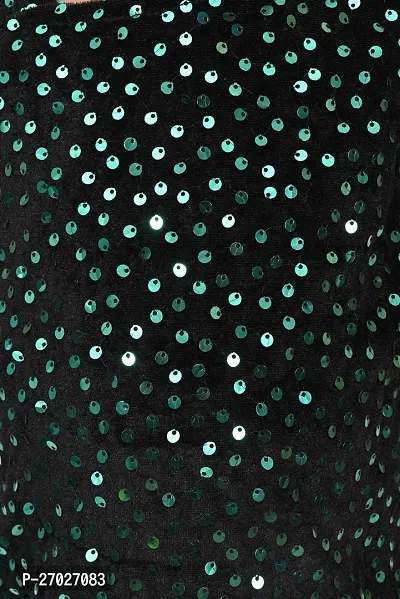 Stylish Green Velvet Embellished A-Line Dress For Girl-thumb3